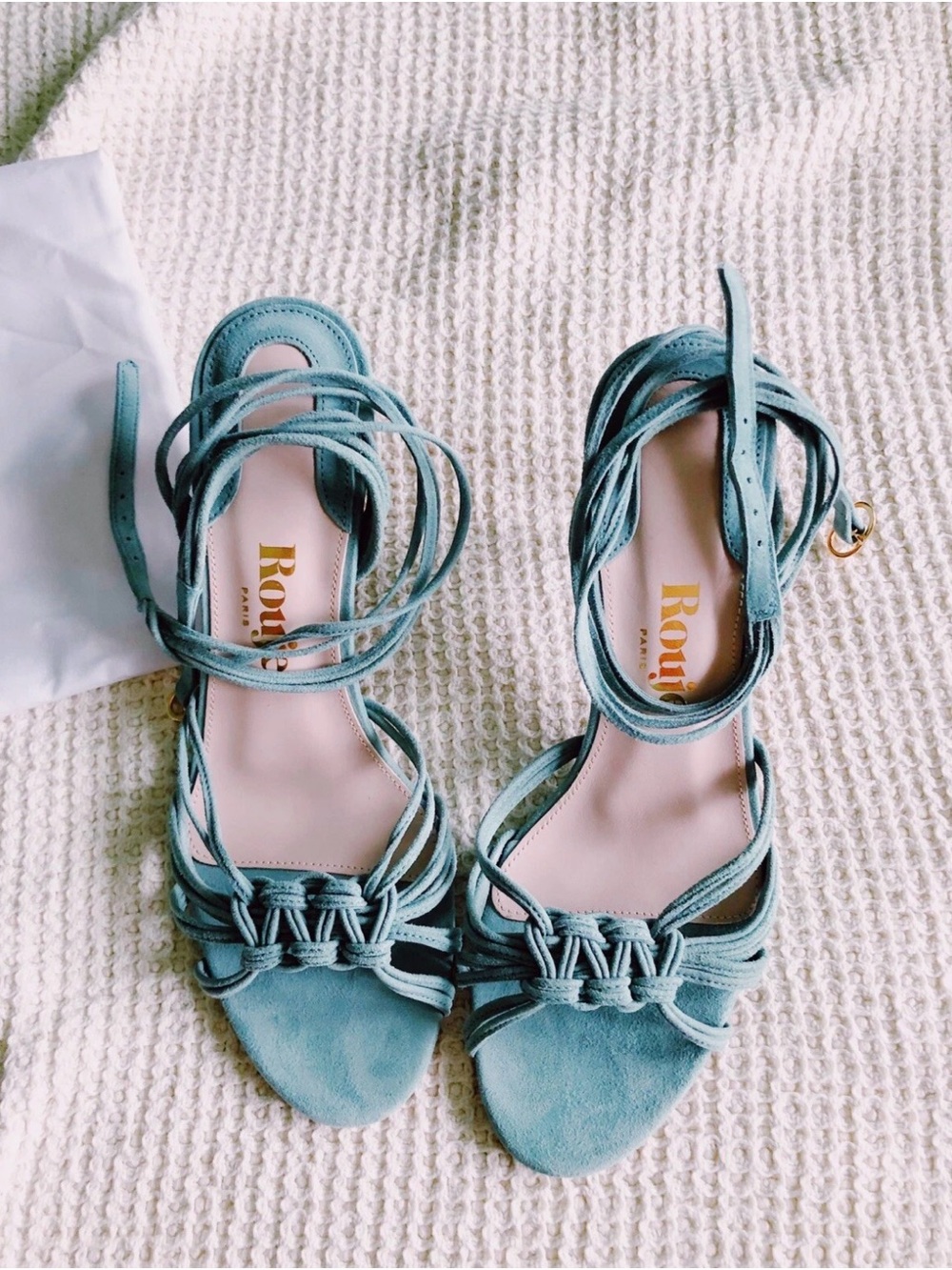 NEW, Rouje Mint Green Braided Strap Stiletto Sandals US Size 8. LAST CHANCE! - Picture 4 of 7